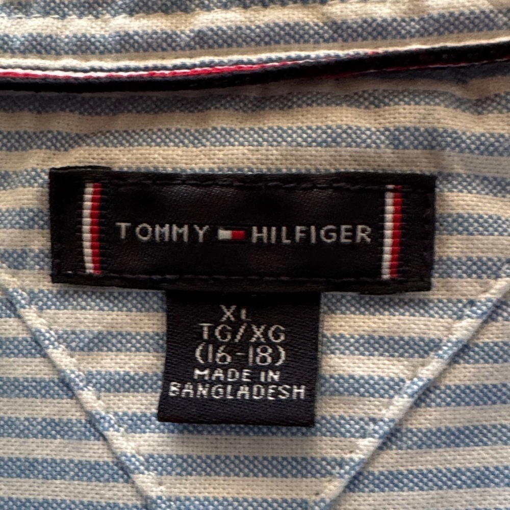 Tommy Hilfiger Kids Blue Striped Button-Down Shirt - Picture 2 of 5